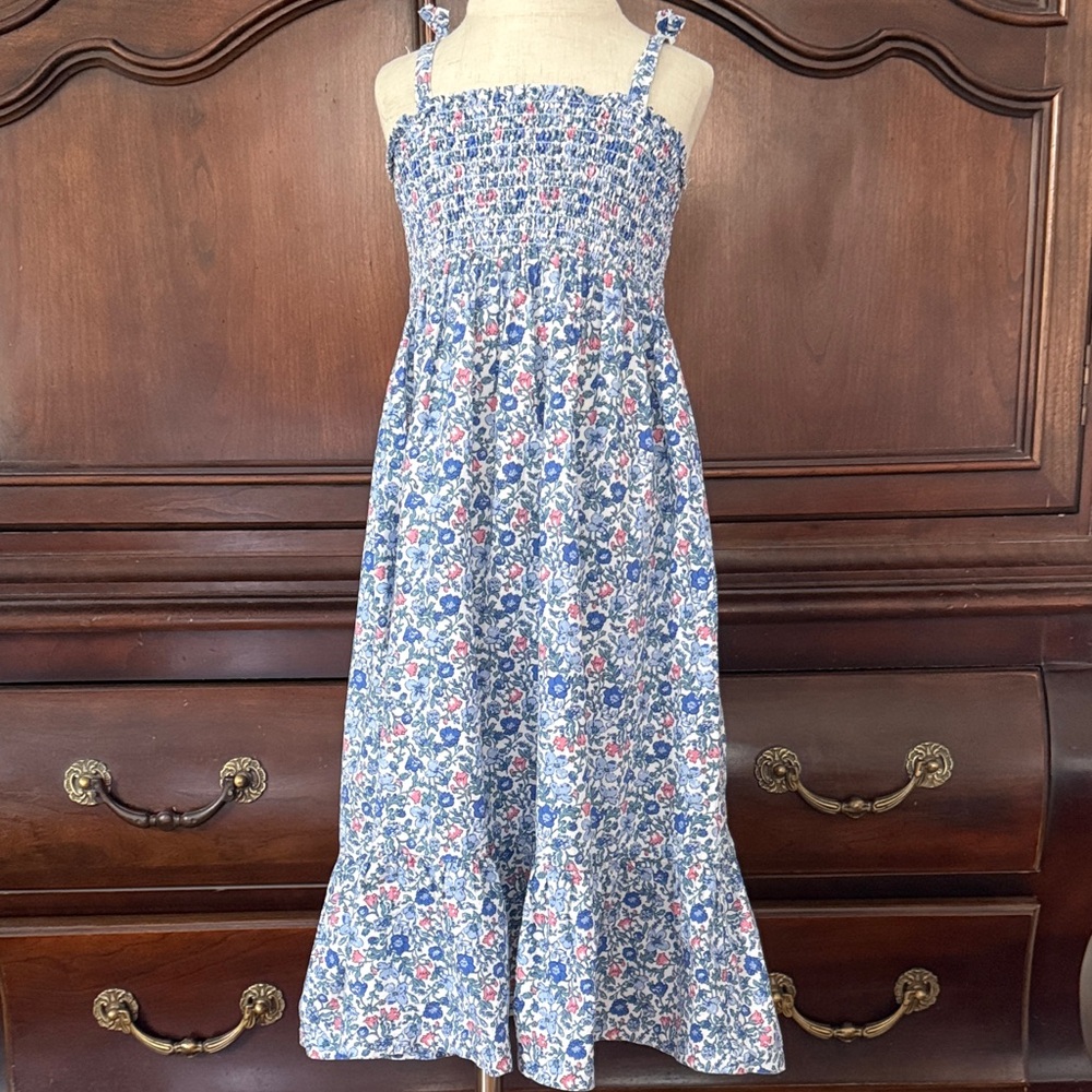 Bisby Floral Maxi Dress Girls 6 Smocked Sundress Blue Cottagecore